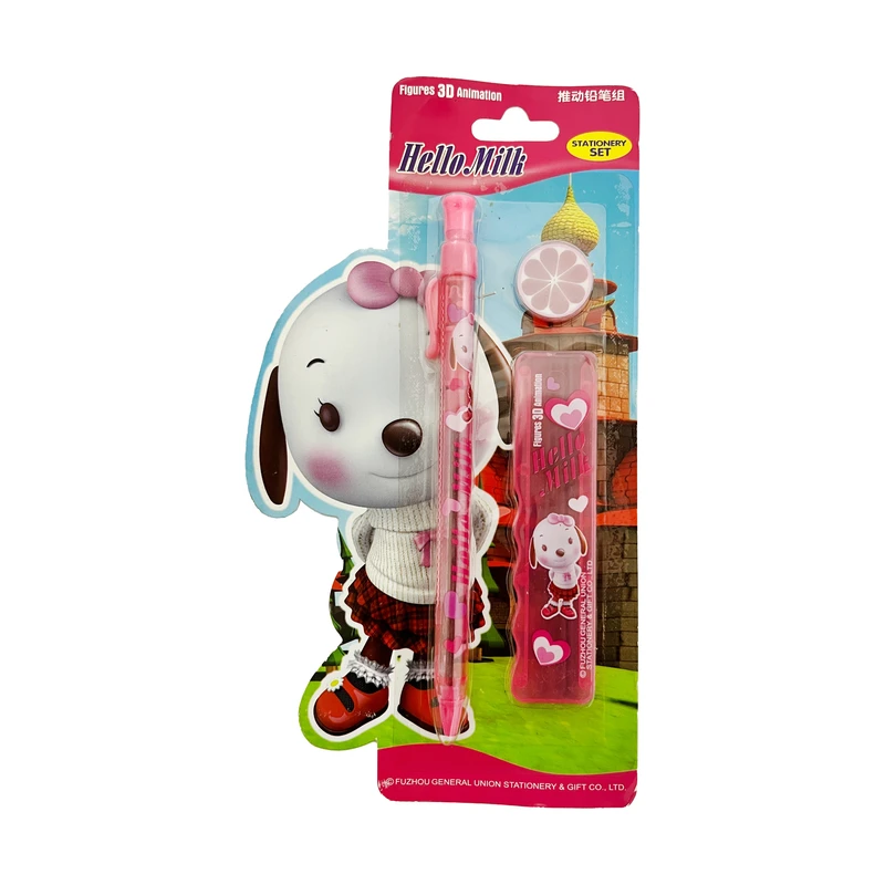 مداد نوکی 0.5 میلی متری مدل Hello Milk کد 02 به همراه نوک و پاک کن