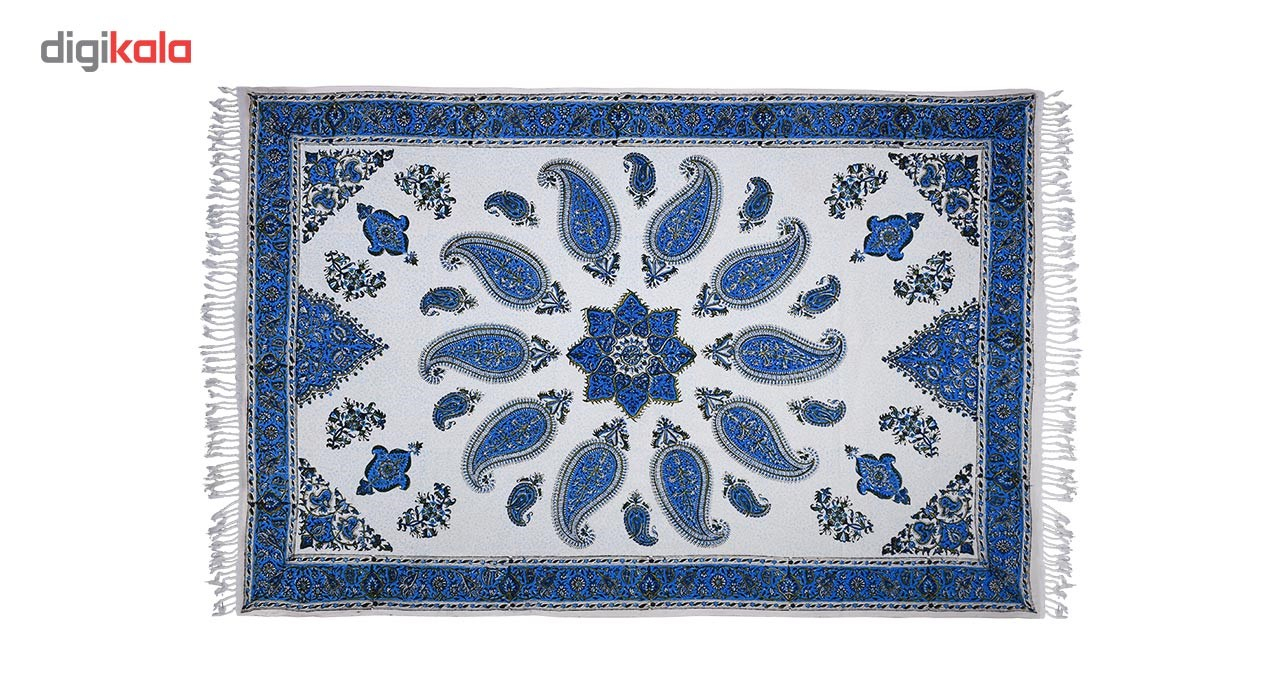 سفره قلمکار نرگس خانی درجه یک طرح خورشید آبی مدل 01-15 سایز100 × 150