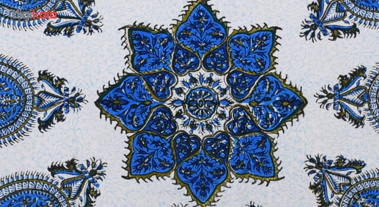 سفره قلمکار نرگس خانی درجه یک طرح خورشید آبی مدل 01-15 سایز100 × 150