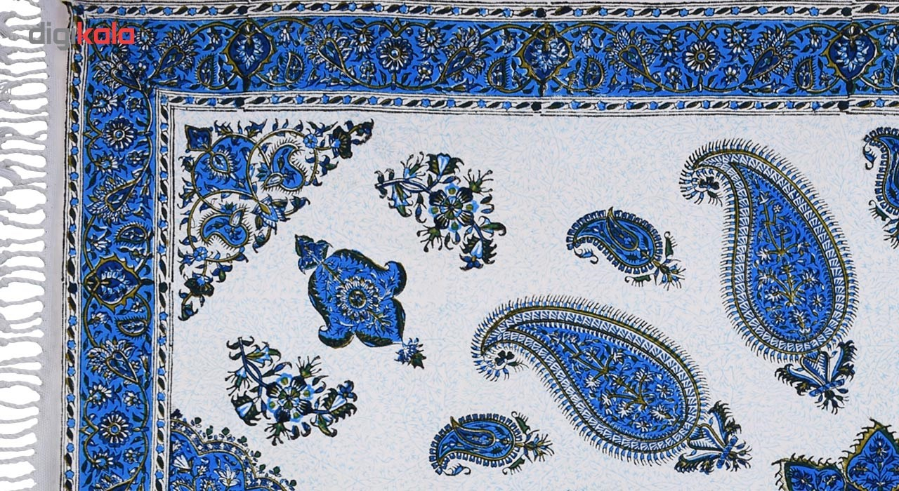 سفره قلمکار نرگس خانی درجه یک طرح خورشید آبی مدل 01-15 سایز100 × 150