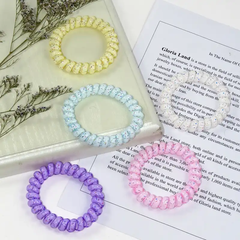 کش مو زنانه مدل سیم تلفنی کد G_Lnd_2103 مجموعه 5 عددی