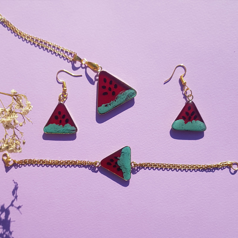 نیم ست دخترانه مدل رزینی هندوانه