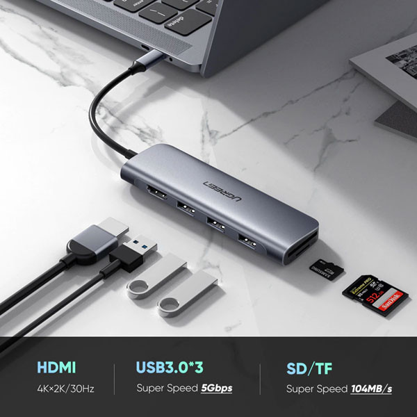 هاب 6 پورت USB-C یوگرین مدل UG-70410