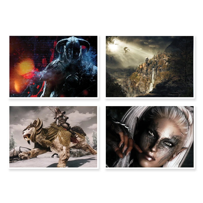 پوستر طرح بازی Skyrim کد A-1672 مجموعه 4 عددی