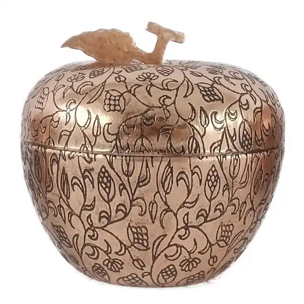 قندان مسی طرح سیب قلم زنی کد ZH04.6