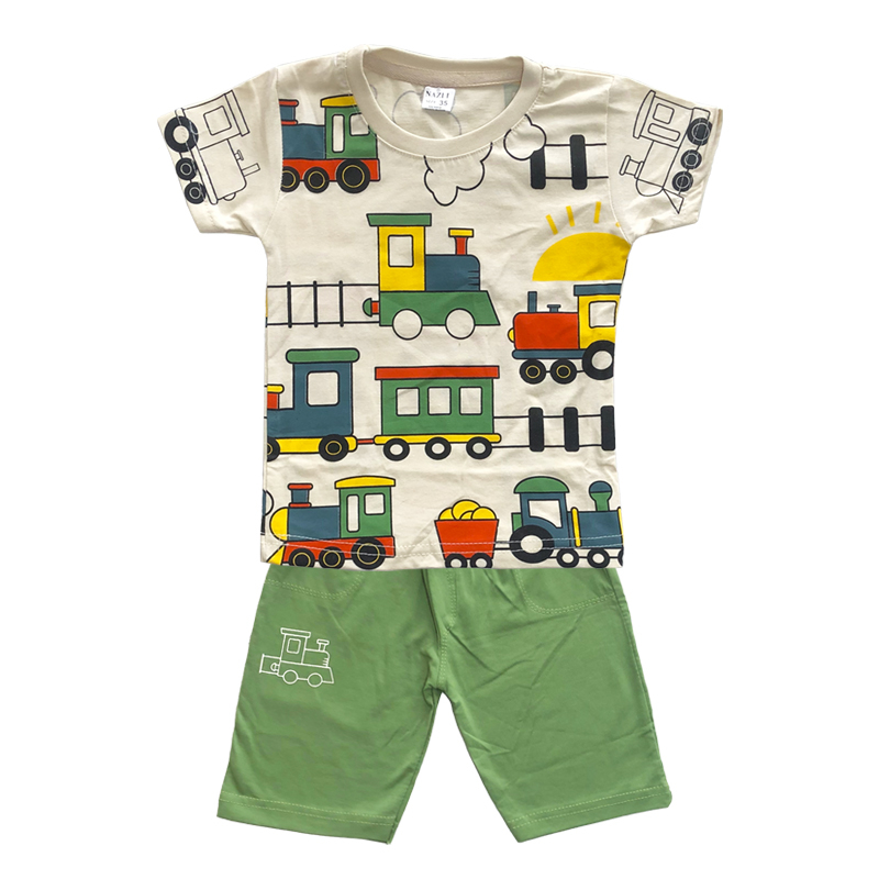 ست تی شرت و شلوارک پسرانه مدل قطار کد 1395