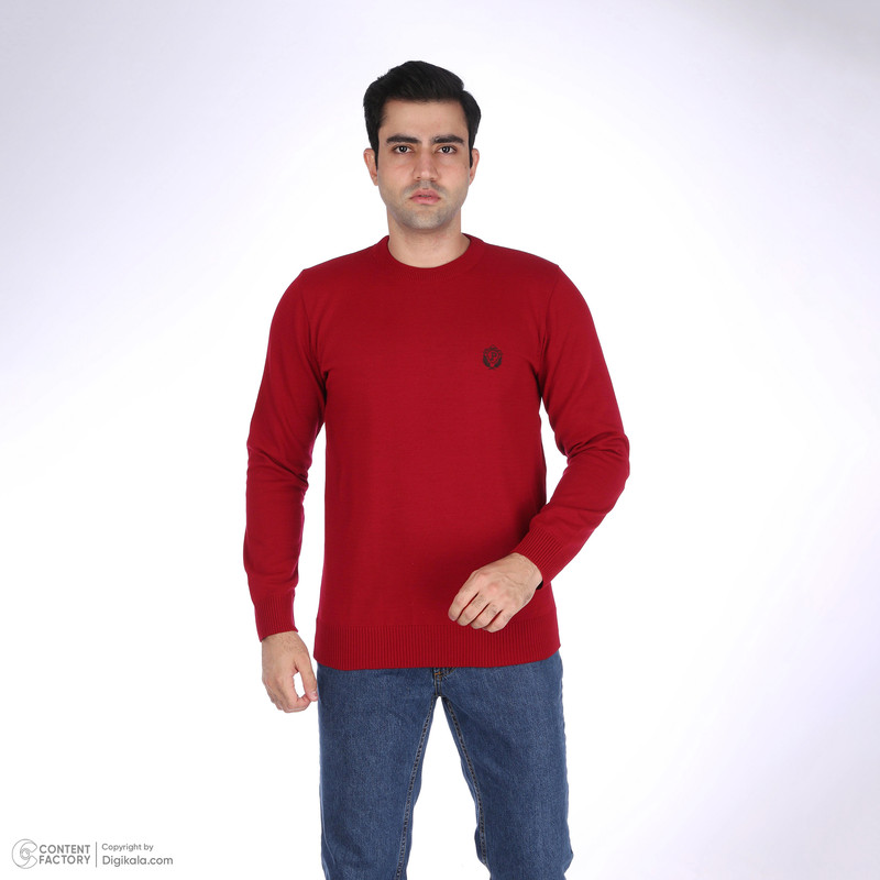 پلیور مردانه تریکو پاییزان مدل PR700 رنگ قرمز روشن