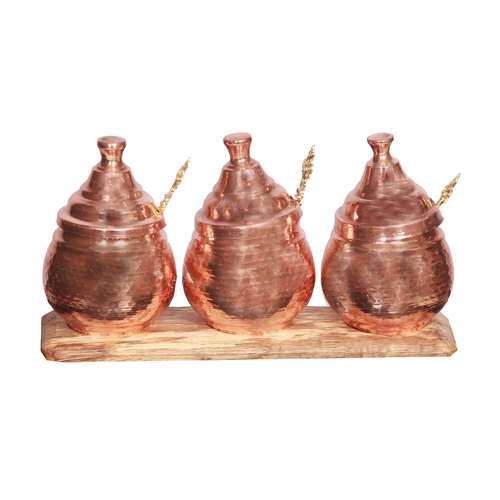 ست 7 تکه ظرف شکر مسی طرح چکشی کد 54870