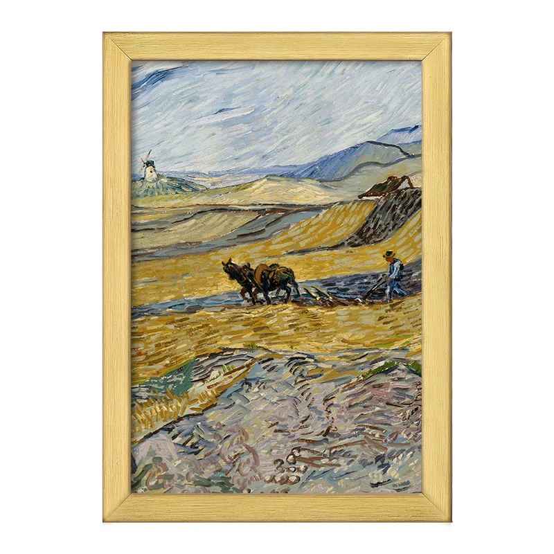 تابلو خندالو طرح شخم زدن مزرعه ونسان ونگوگ (Van Gogh) کد 36789