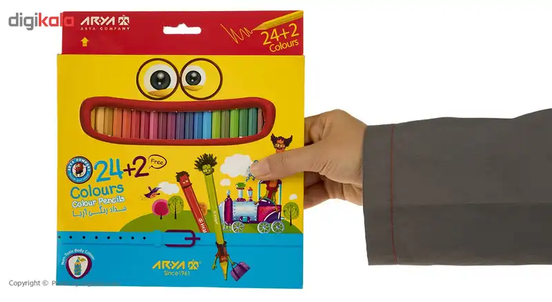 مداد رنگی 2+24 رنگ آریا مدل 3017
