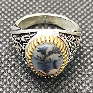 انگشتر نقره مردانه مدل سنگ عقیق شجر کد P3100