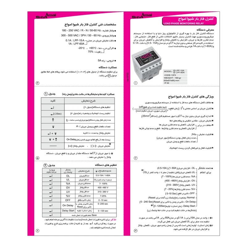 عکس شماره 3 : کنترل فاز بار شیواامواج مدل lpf-60a