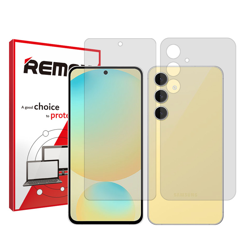 محافظ صفحه نمایش شفاف ریمکس مدل Resistant مناسب برای گوشی موبایل سامسونگ Galaxy M55 به همراه محافظ پشت گوشی 