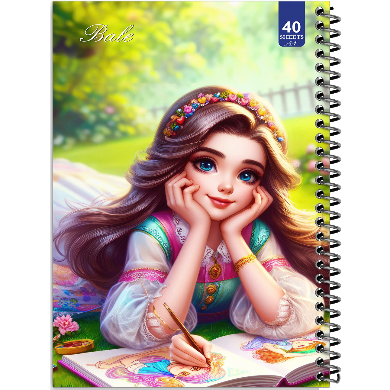 دفتر نقاشی 40 برگ انتشارات بله طرح دخترانه کد A4-K138