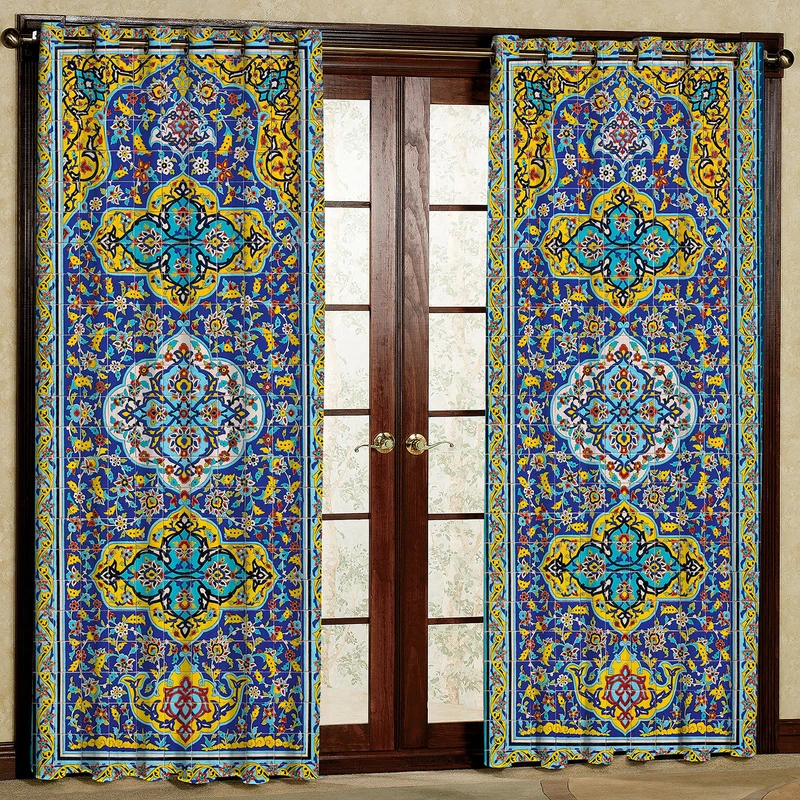 پرده مدل کاشی هازان پانچی کد 1391 سایز 140x200 سانتی متر