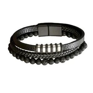 دستبند مردانه مدل کارلو چرم طبیعی کد 4488