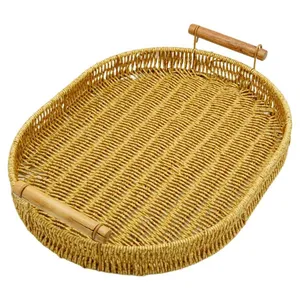  سینی حصیری مدل دسته بامبو کد 40