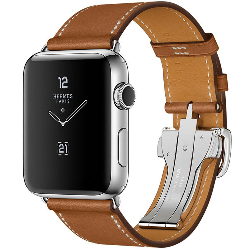 fauve barenia leather single tour deployment buckle