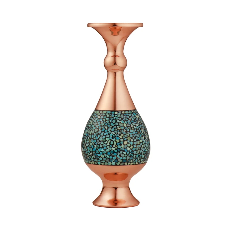 گلدان فیروزه کوبی مسی مدل صراحی کد 20