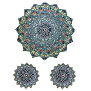 ست 3 تکه رومیزی ابریشمی ترمه شهداد  طرح روناک