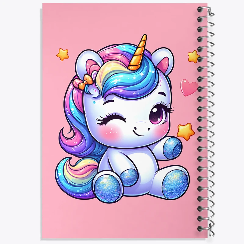 دفتر ژورنال نویسی 50 برگ خندالو مدل نقطه ای طرح اسب تک شاخ کیوت کد F8424