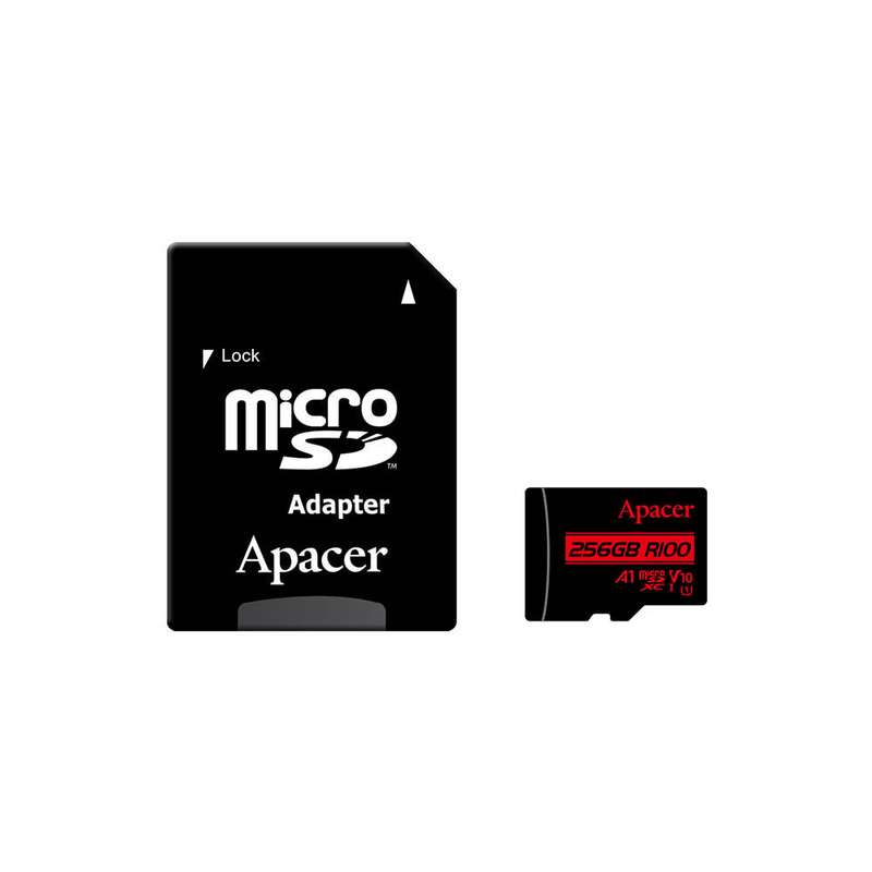 کرات حافظه microSDXC اپیسر مدل R100 کلاس 10 استاندارد UHS-I U1 سرعت 100MBps ظرفیت 256 گیگابایت کرات حافظه microSDXC اپیسر مدل R100 کلاس 10 استاندارد UHS-I U1 سرعت 100MBps ظرفیت 256 گیگابایت