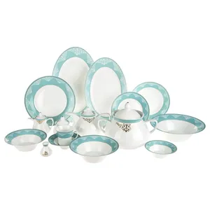 سرویس غذاخوری 108 پارچه چینی زرین ایران سری شهرزاد مدل Armitage Firozeyi درجه عالی