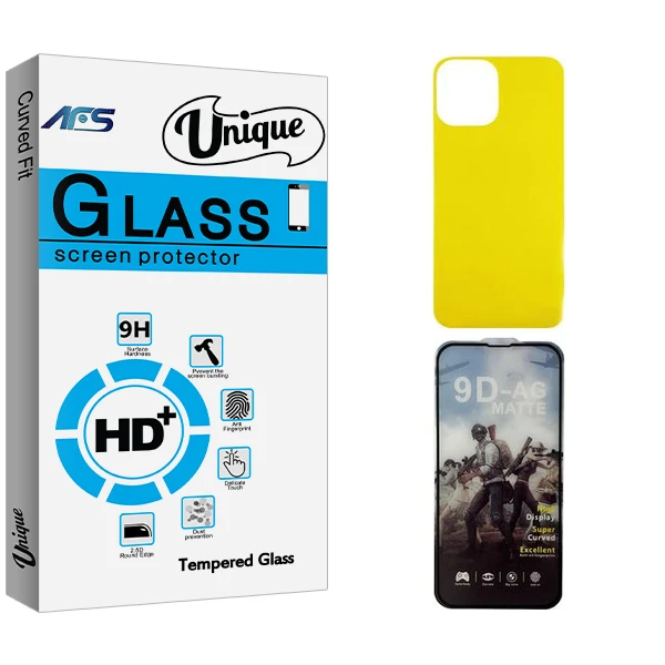 محافظ صفحه نمایش شیشه ای ای اف اس مدل Unique  GAMING مناسب برای گوشی موبایل اپل iPhone 13 pro max  به همراه محافظ پشت گوشی