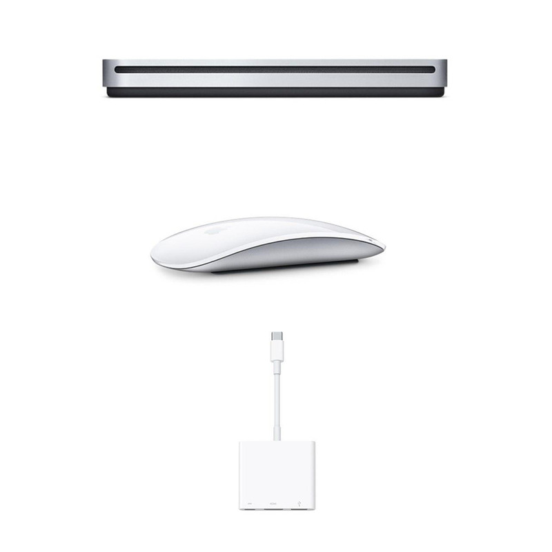 درایو DVD اکسترنال اپل مدل Super Drive به همراه ماوس و مبدل USB-C اپل