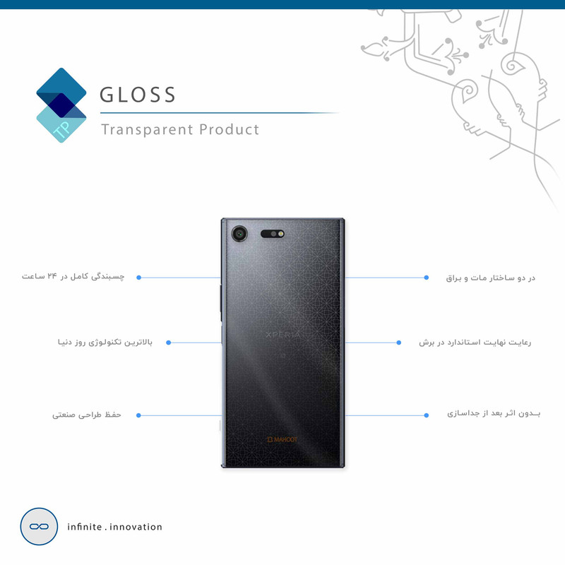 برچسب پوششی ماهوت مدل Gloss Transparent مناسب برای گوشی موبایل سونی Xperia XZ Premium