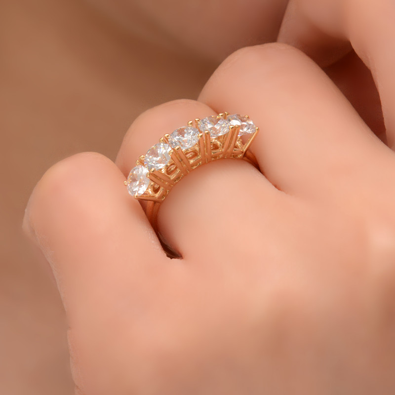 انگشتر طلا 18 عیار زنانه طلای مستجابی مدل آوا سولیتر 5 تخمه کد 67013