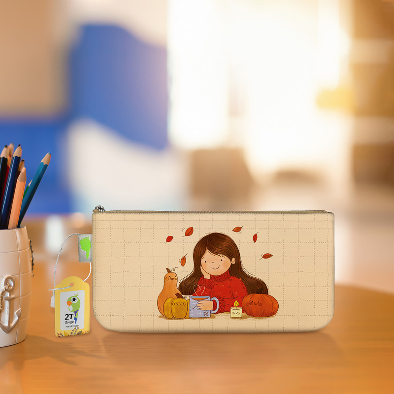 جامدادی طوطی دیزاین طرح دختر پاییزی مدل MLK-36