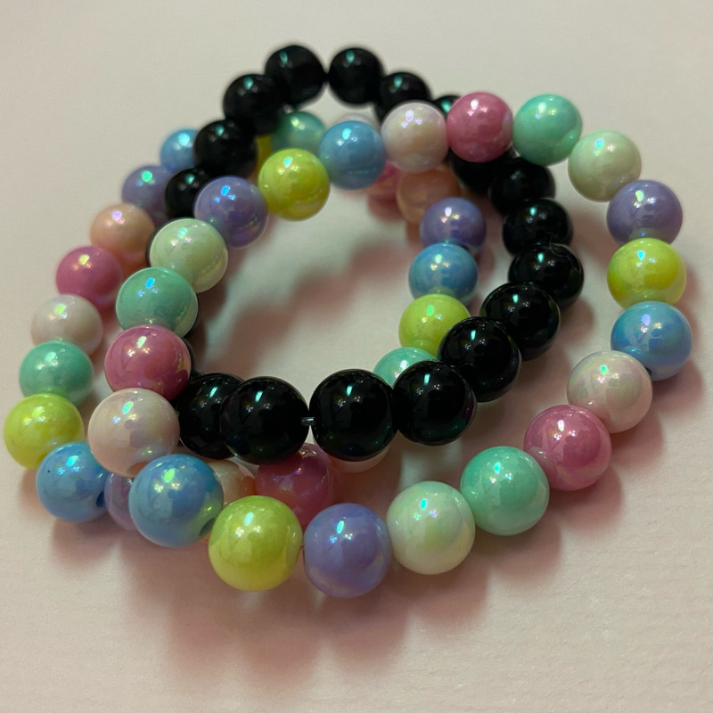 دستبند دخترانه مدل رنگین کمانیها مجموعه 3 عددی