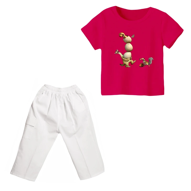 ست تی شرت و شلوارک دخترانه مدل عصر یخبندان کد ۲