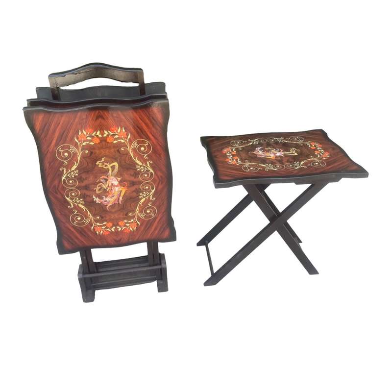 میز عسلی چند ضلعی گالری چوب آشنایی مدل Asl-Mrgh مجموعه ۴ عددی