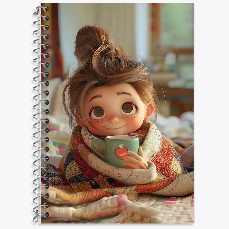 دفتر زبان 50 برگ خندالو مدل سه خط طرح دختر سرمایی کد F6264