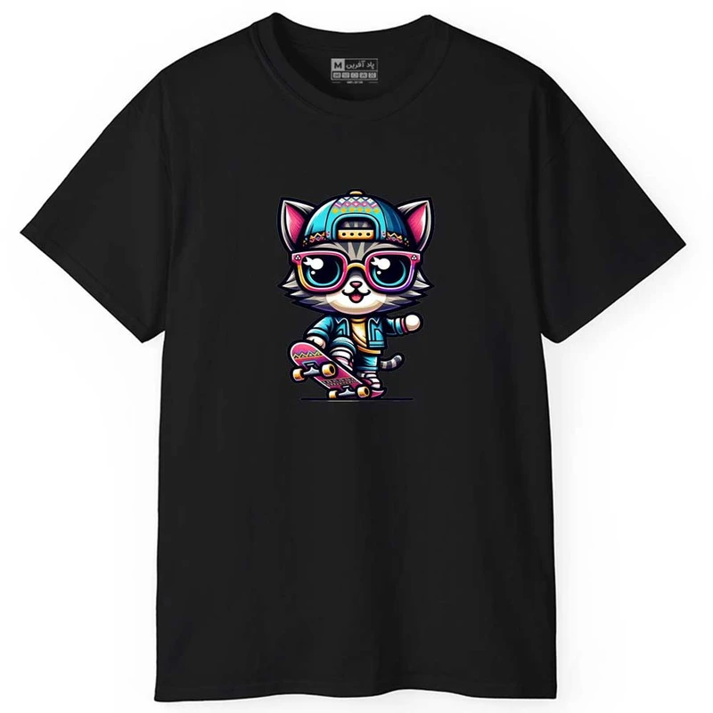 تی شرت آستین کوتاه مردانه پاد آفرین مدل گربه کد 0581