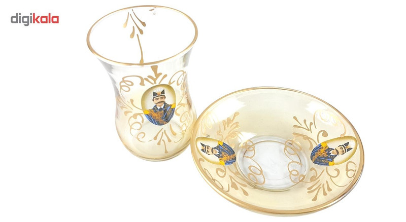 استکان نعلبکی 6 عددی طرح شاه عباسی سری Gold