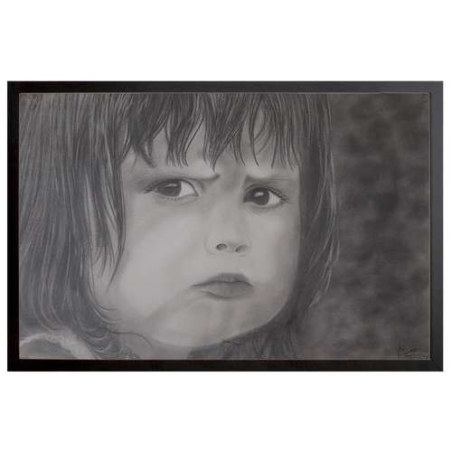 تابلو نقاشی سیاه قلم طرح چهره بچه مدل 59896