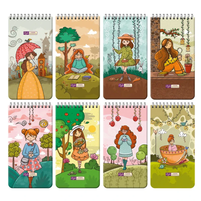 دفترچه یادداشت 80 برگ دایان مدل حاشیه دار  کد 4378 بسته 8 عددی