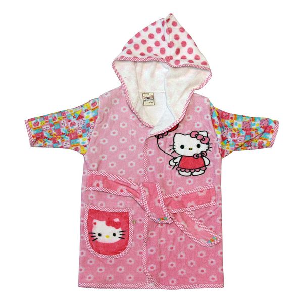 حوله پالتویی زمرد حریر مدل hello kitty سایز 70 حوله پالتویی زمرد حریر مدل hello kitty سایز 70