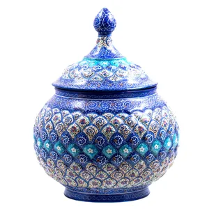 قندان میناکاری رستا طرح 2-17-102 ارتفاع 22 سانتی متر