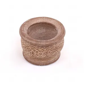 ‎کاسه‎ ‎سنگی‎ ‎‎پایه دار‎ ‎‎‎نقش برجسته  رنگ‎ ‎قهوه ای طرح‎ ‎گلستان مدل  1004200006