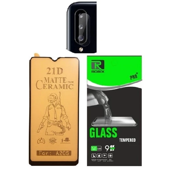 محافظ صفحه نمایش مات روبیکس مدل CR-A20s مناسب برای گوشی موبایل سامسونگ Galaxy A20s به همراه محافظ لنز دوربین