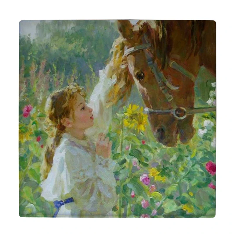زیر لیوانی طرح نقاشی دختر و اسب کد    3865003_2004