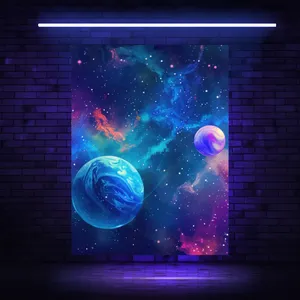 پوستر پارچه ای مدل بک دراپ بلک لایت سیاره ها کد FP105130