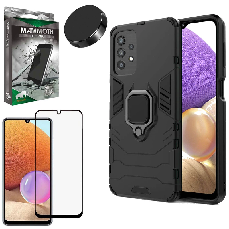 کاور ماموت مدل M-GHB-BNDL مناسب برای گوشی موبایل سامسونگ Galaxy A32 4G به همراه محافظ صفحه نمایش و پایه نگهدارنده گوشی