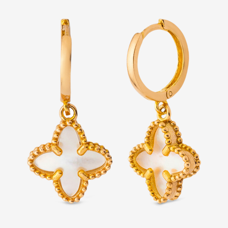 گوشواره کلیپسی طلا 18 عیار زنانه با طرح لویی ویتون میو گلد مدل DG-E112