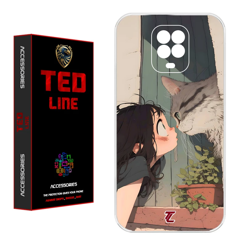 کاور تدلاین طرح دختر و گربه کد 1205 مناسب برای گوشی موبایل شیائومی Redmi Note 9S / Note 9 Pro