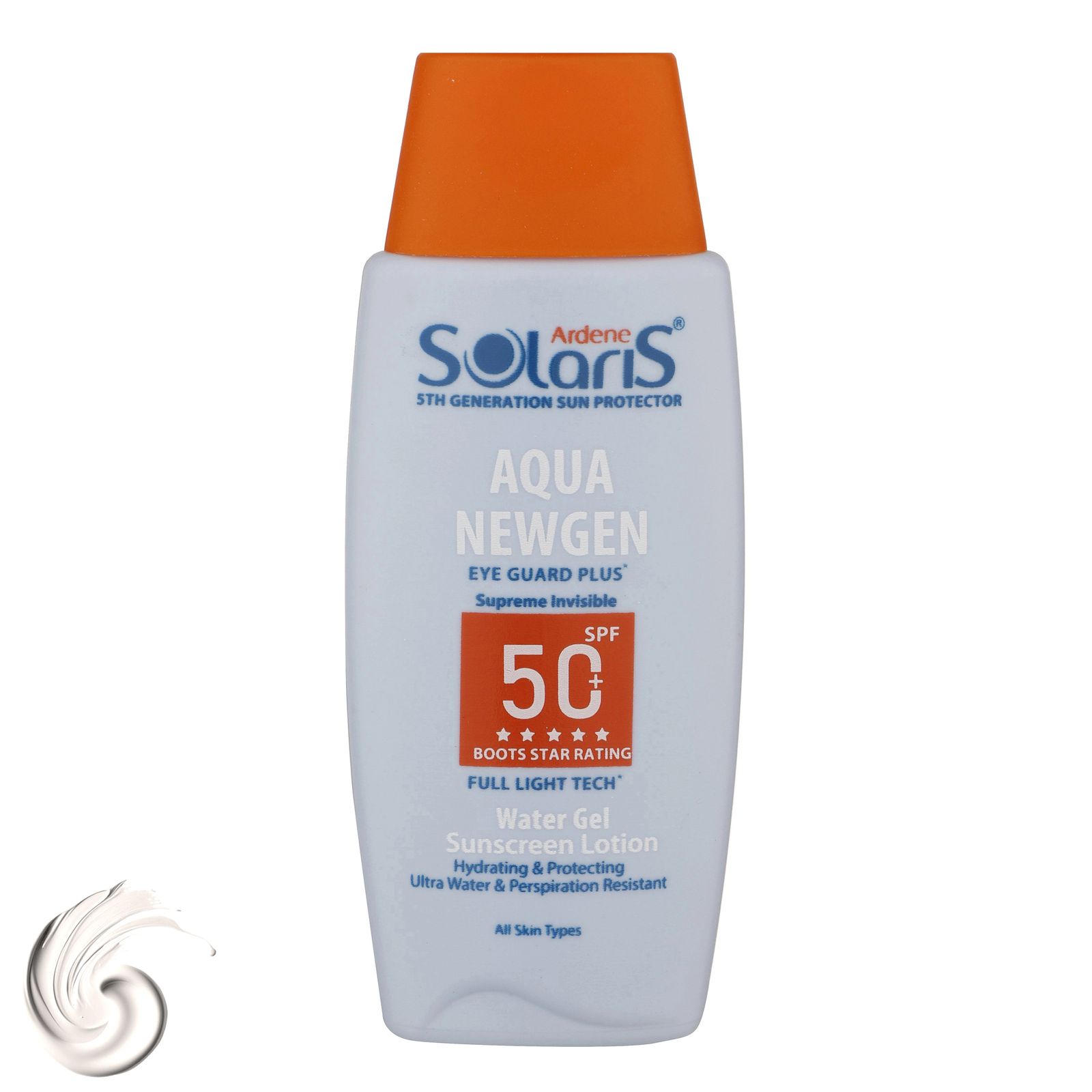 لوسیون ضد آفتاب بدون رنگ آردن سولاریس SPF50 مدل AQUA NEWGEN محافظ UVA ،UVB، ضد آب، مناسب انواع پوست حجم 100 میلی‌لیتر -  - 1